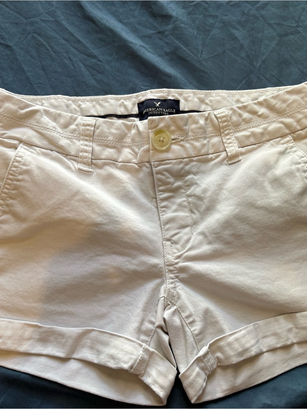 American Eagle Outfitters White Rolled-Hem Cotton Shorts